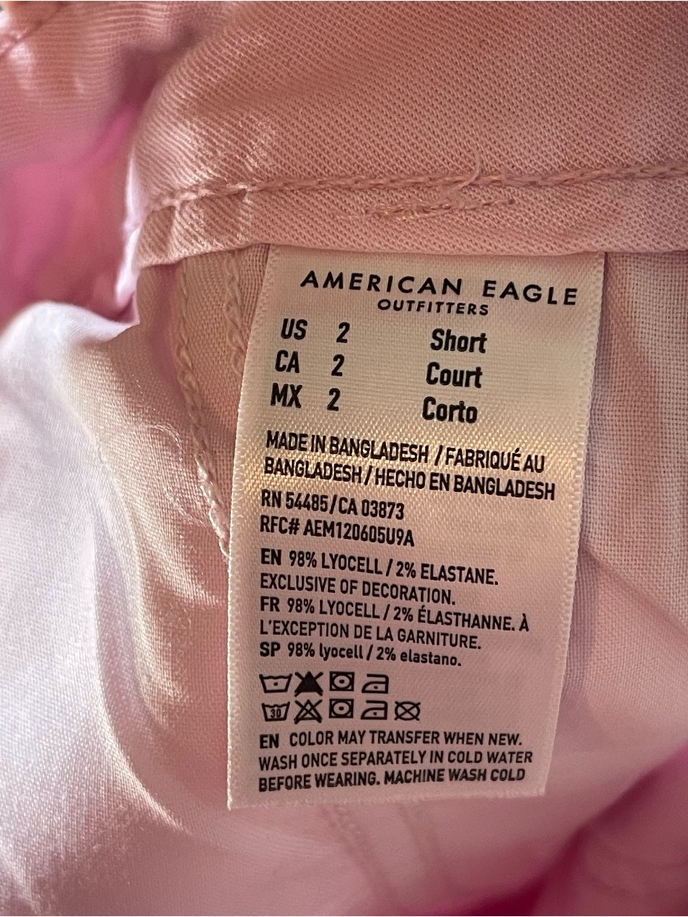 American Eagle Pink Wide Leg Stretch Cargo Pants Y2K Size 2 Short - Picture 7 of 8